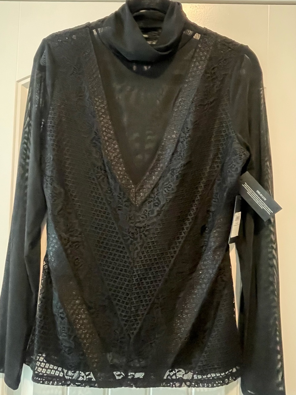 Guess by Marciano Black Lace Long-Sleeve Turtleneck Top